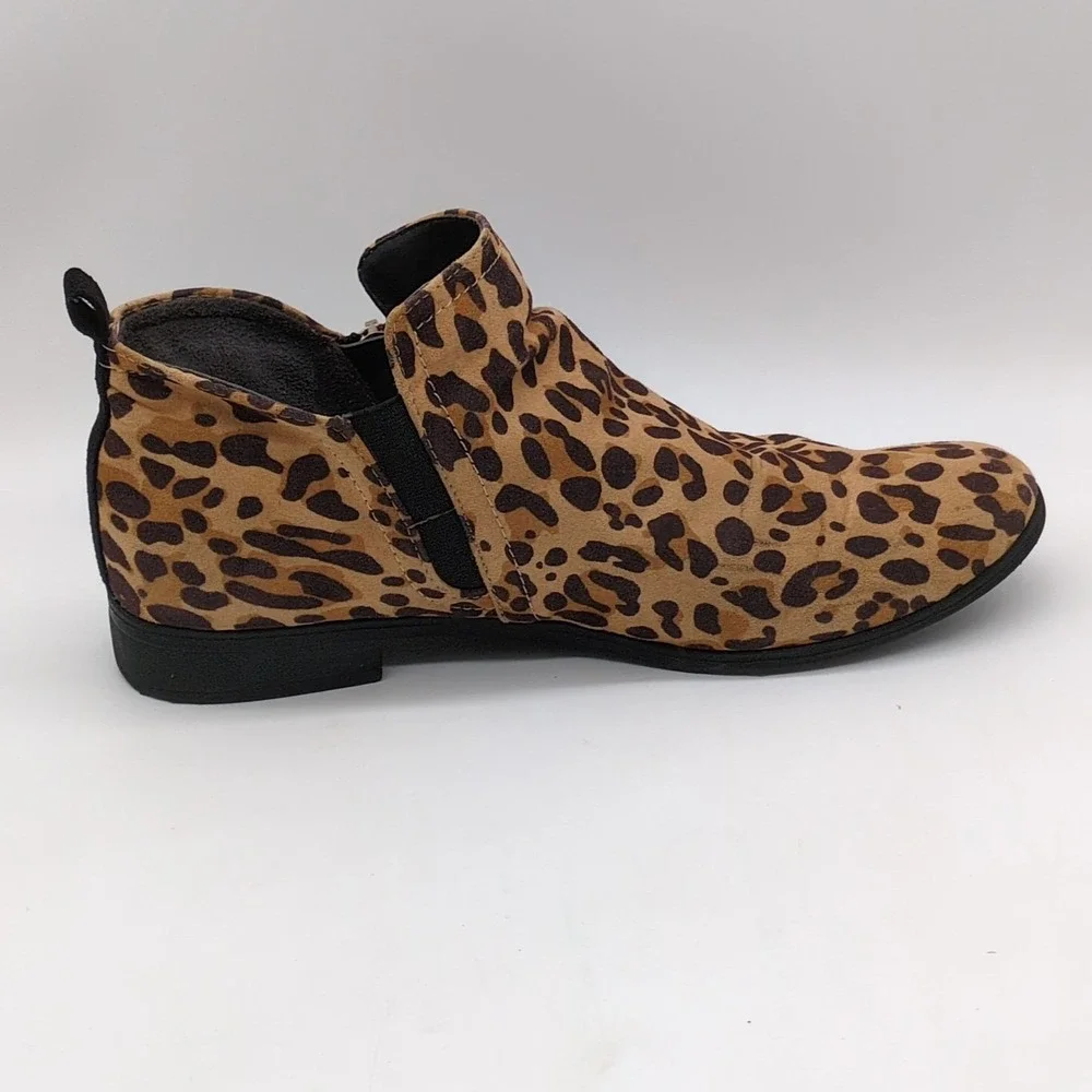 Dr. Scholl's Boots‎ Womens Rate Zip Brown Leopard 6 Ankle Bootie Shoes Side Zip